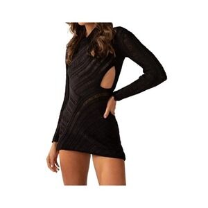 MICAS Women Gothic Dress Punk Off Shoulder Striped Knit Dress Y2k Fairy Grunge L